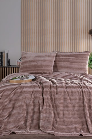Zebracasa Cozy Çift Kişilik Pudra Battaniye Takımı Pudra