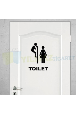 Yılmazetic Wc Toilet Kapı Klozet Yapıştırma Banyo Sticker 13 x 9 CM