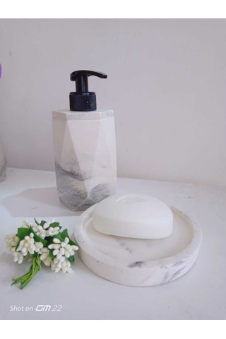 Marble Beton Sıvı Ve Katı Sabunluk Siyah