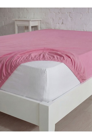 Çift Kişilik Pamuklu Lastikli Çarşaf, Ranforce Çift Kişilik Fitted Çarşaf 160x200+20 Cm Pembe