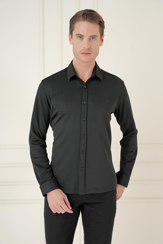 Efor G 1583 Slim Fit Siyah Klasik Gömlek Siyah