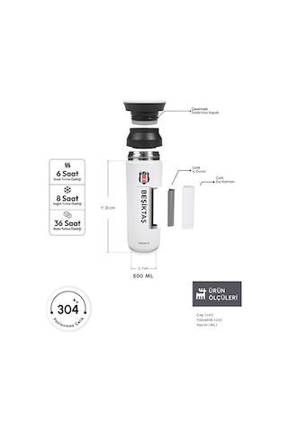 Karaca X Beşiktaş Lisanslı Logo Termos 500 Ml Beyaz