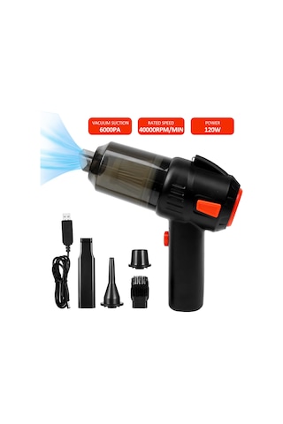 Jeehugo Kablosuz El Tipi Süpürge, 6000pa Güçlü Emme, 120w, 2000mah Pil, Araç Ve Ev Kullanıma Uygun, Işık Özelliğiyle