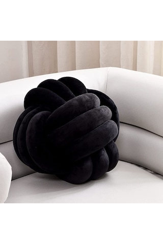 Geeroyoo Siyah Düğüm Şeklinde Yastık - 20cm Çapında, Çok Amaçlı Ve Dekoratif Siyah