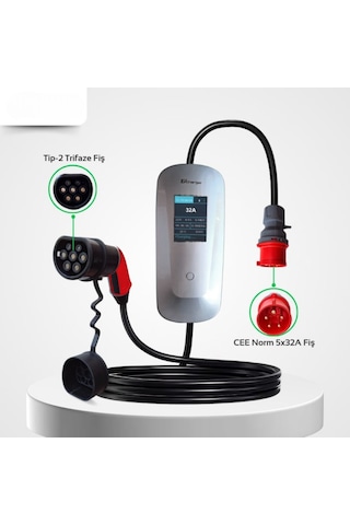 Cks Enerji Coswatt 22 Kw Taşınabilir Hızlı Araç Şarj İstasyonu + Çanta + Dönüştürücü Türkçe