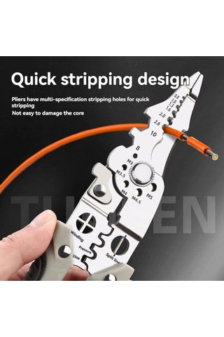 Youtek Endüstriyel Elektrikçi Telli Aleti: Kablolu Telli Soyma, Kesme, Bükme Ve Vida Çıkarma İşlevli Karbon Çelik Pense