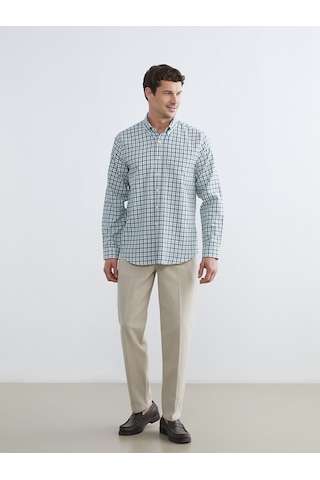 Lcwaıkıkı Classic Yeşil Regular Fit Ekose Gabardin Erkek Gömlek