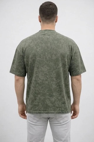 Yake Store Erkek Premium Tişört Osy Yumuşak Dokulu Yıkamalı Oversize T-shirt - Haki - Haki Yeşil