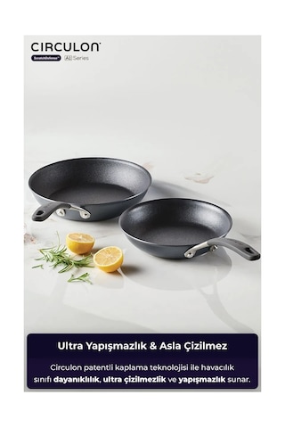 Circulon Çizilmez Yapışmaz 2'li Kızartma Tava Seti - 26 Cm, 30 Cm Siyah