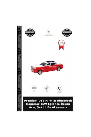 Premium D82 Kırmızı Bluetooth Hoparlör 15w Eğlence Ürünü Araç Şekilli Ev Aksesuarı