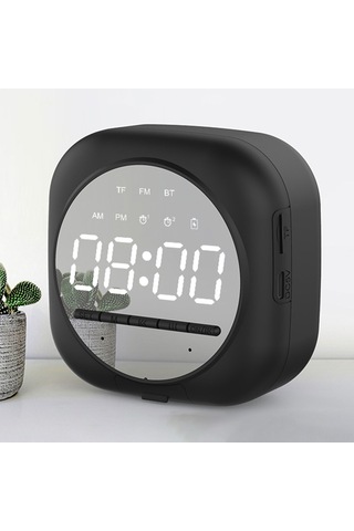 Hangfox Siyah Bluetooth Hoparlör, Led Ayna Ekran, Çift Alarm, Tf Kart Oynatma, Sesli Ödeme Bildirimi, Reglable Parlaklık,立体 Ses Kalitesi Hyj-q12