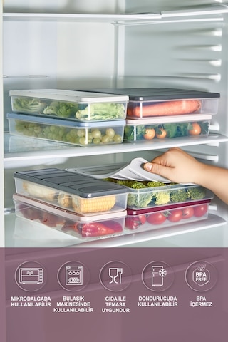 Selka Home 2 Adet 2,25 Lt. Nora Organizer Buzdolabı Buzluk Düzenleyici Saklama Kabı
