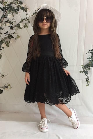 Mnk Baby & Kids Krem Şapkalı Dantelli Kız Çocuk Elbise 001