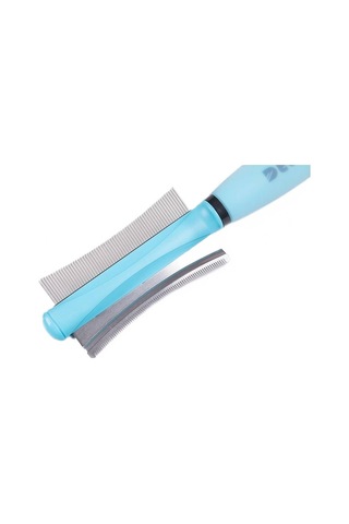 1 Adet Pet Saç Tarak Kedi Köpek Saç Remover Için Çift Taraflı Kolay Deshedding Fırça Kedi Bakım Aracı Için Uzun Küçük Saç Köpek Kedi Bakımı Mavi