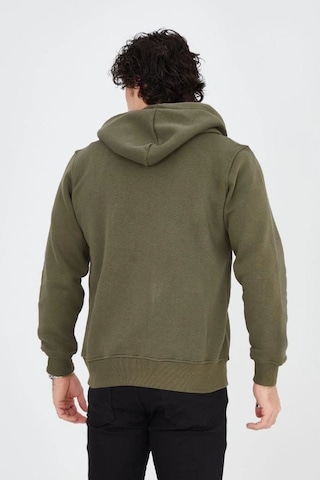 Mbb E-ticaret Erkek 3 İplik Pamuklu Fermuarlı Kapüşonlu Kanguru Cepli Baskılı Hoodie Hırka Sweatshirt - Yeşil