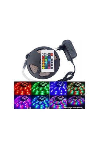 Ers Led Animasyonlu Tak Çalıştır Kumandalı Trafolu Rgb Şerit Işık Aydınlatma 5 Metre