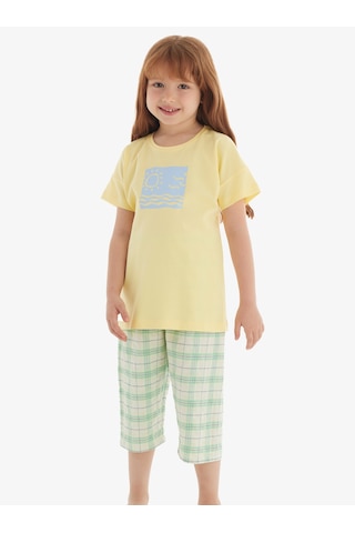 Kız Çocuk Pijama Takımı 60565 - Açık Sarı Açık Sarı