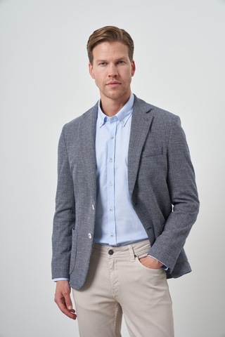 Morven Erkek Lacivert Örme Slim Fit Mono Yaka Ceket 25ms002021200 Lacivert