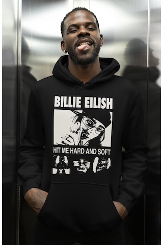 Sevbano Tasarım Billie Eilish Hit Me Hard And Soft Baskılı Unisex Oversiz Siyah