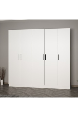 Minar Kale 210 Cm 5 Kapaklı 3b Raf Portmanto Beyaz