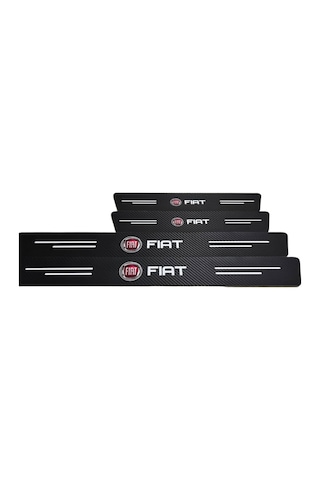 Fiat Logolu Karbon Kapı Eşiği Koruyucu Bant Folyo 4'lü Set