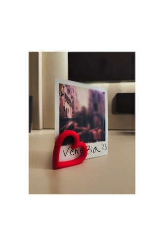 Kalp Tasarımlı Polaroid Fotoğraf Tutucu & Dekoratif Fotoğraf Standı - Çok Renkli