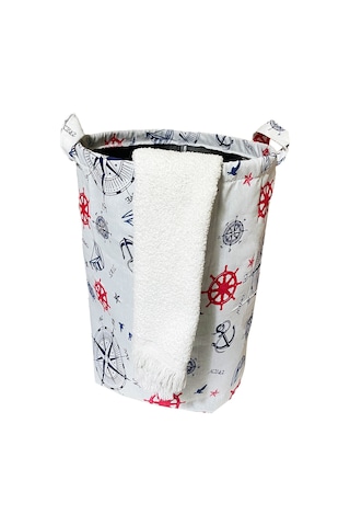 Vip Çamaşır Sepeti Çift Kat Kumaşlı Katlanabilir Sepet-Marin