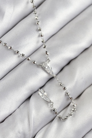 Zarif Kadın İçin Silver Pirinç Zirkonlu Y Kolye Standart 84874843