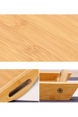 Sones Bambu Binaural Çay Seti Tepsi Ekmek Sergileme Tepsisi, Boyut: 29x20cm Diğer