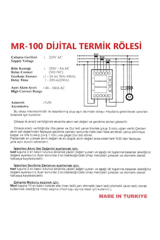 Metess - Mr-100 Dijital Termik Rölesi