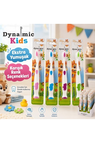 Dynamic Kids Ekstra Soft Çocuk Diş Fırçası 12 Adet Tekli Ambalajlı Karışık Renk