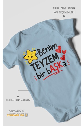 Morivokids Benim Teyzem Bir Başka Kısa Kollu Bebek Body %100 Pamuk Bebe Mavisi