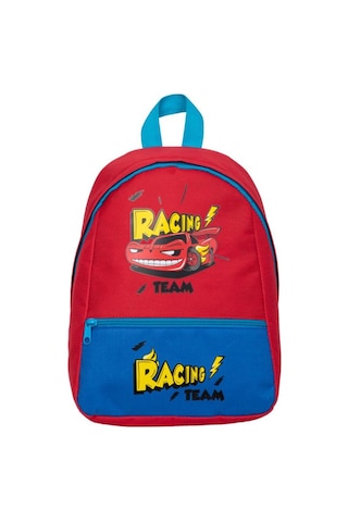 Superbag Erkek Çocuk Anaokulu Çantası Racing Araba Desenli Sırt Çantası Kreş Çantası Mavi