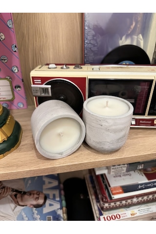 Dekoratif Beton Mum El Yapımı Gri 300 Gr