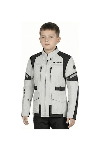 Scoyco Jk122k Motosiklet Montu Çocuk 4 Mevsim Oxford 600-d Dayanıklı Kumaş Motorcu Mont Kids Gri