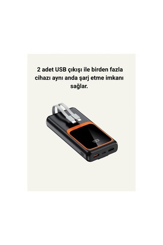 Taşınabilir Şarj Cihazı 20000 Mah 22.5w Hızlı Şarj + Dijital Ekran + Kablo Dahil Renk Renk