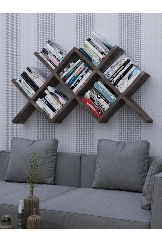 Çapraz Kitaplık Mdf Gri