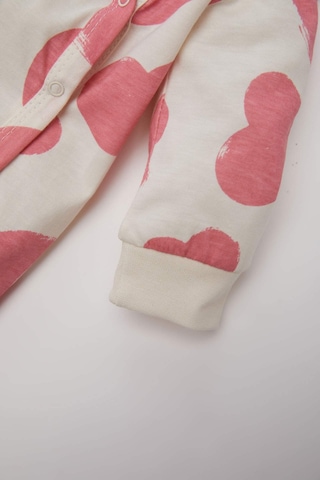 DeFacto Kız Bebek Yenidoğan Kalp Desenli Penye Uzun Kollu Çıtçıtlı Tulum E6046A5NSER233 Ekru