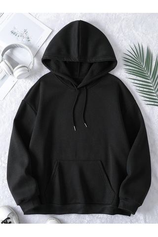 Startmore Siyah Unisex Erkek/kadın Justdoıt Renkli Özel Baskılı Oversize Kapüşonlu