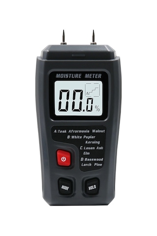 Neevoyu Ahşap Nem Ölçer, Ahşap/kağıt/hammadde İçin 4 Modlu Sayısal Lcd Ekranlı Nem Oranı Test Cihazı Siyah, 9v Pil Dahil