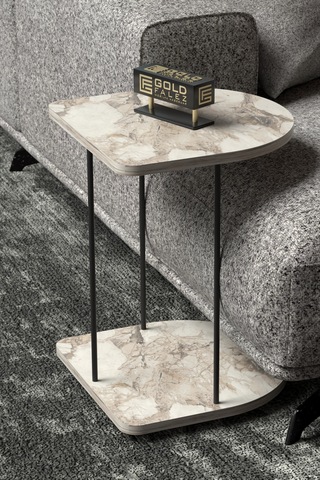 Hnd Tekerlekli Oval Sehpa Efes Beyaz Çok Renkli