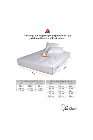 Vionel Home %100 Pamuk Full Kenar Fitted Sıvı Geçirmez Çift Kişilik Yatak Koruyucu Alez Beyaz