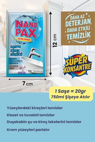 Banyo - Kireç Sökücü Toz Temizlik Saşesi 12 Adet X 20gr 12'li Set