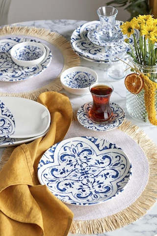 Neva N3460 Santorini 24 Parça Mavi Porselen Kahvaltı Takımı Mavi