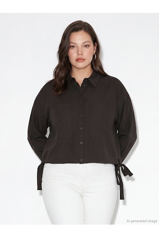 Lcw Everyday Yeşil Bağcıklı Oversize Kadın Gömlek