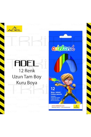 Adeland 12 Renk Karton Kutu Uzun Tam Boy Kuru Boya 12 Li 86908262025