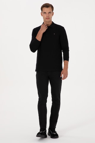 U.S. Polo Assn. Erkek Regular Fit Polo Yaka Siyah Basic Sweatshirt 50315941-VR046