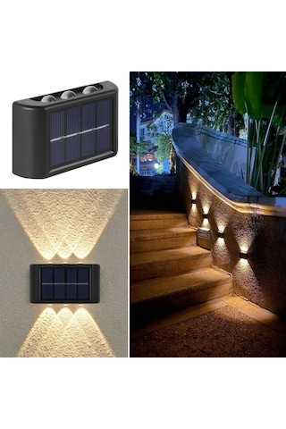 6 Ledli Solar Güneş Enerjili Aplik Led, Dekoratif Duvar Monteli Gün Işığı Led 5468