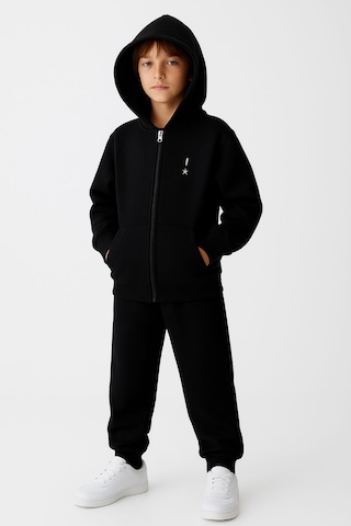 Beniizle Kapüşonlu Fermuarlı Çift Cepli Unisex Eşofman Takımı Siyah