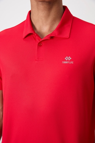 Tommy Life Kırmızı Logo Baskılı Standart Kalıp Polo Yaka Aktif Spor Erkek T-shirt - 88252 Kirmizi